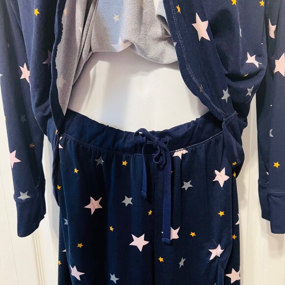 Simply Vera Verawang Sz. Small-Pajama Long Sleeve Set-1/4 Button up -Navy/Pink - Picture 9 of 15
